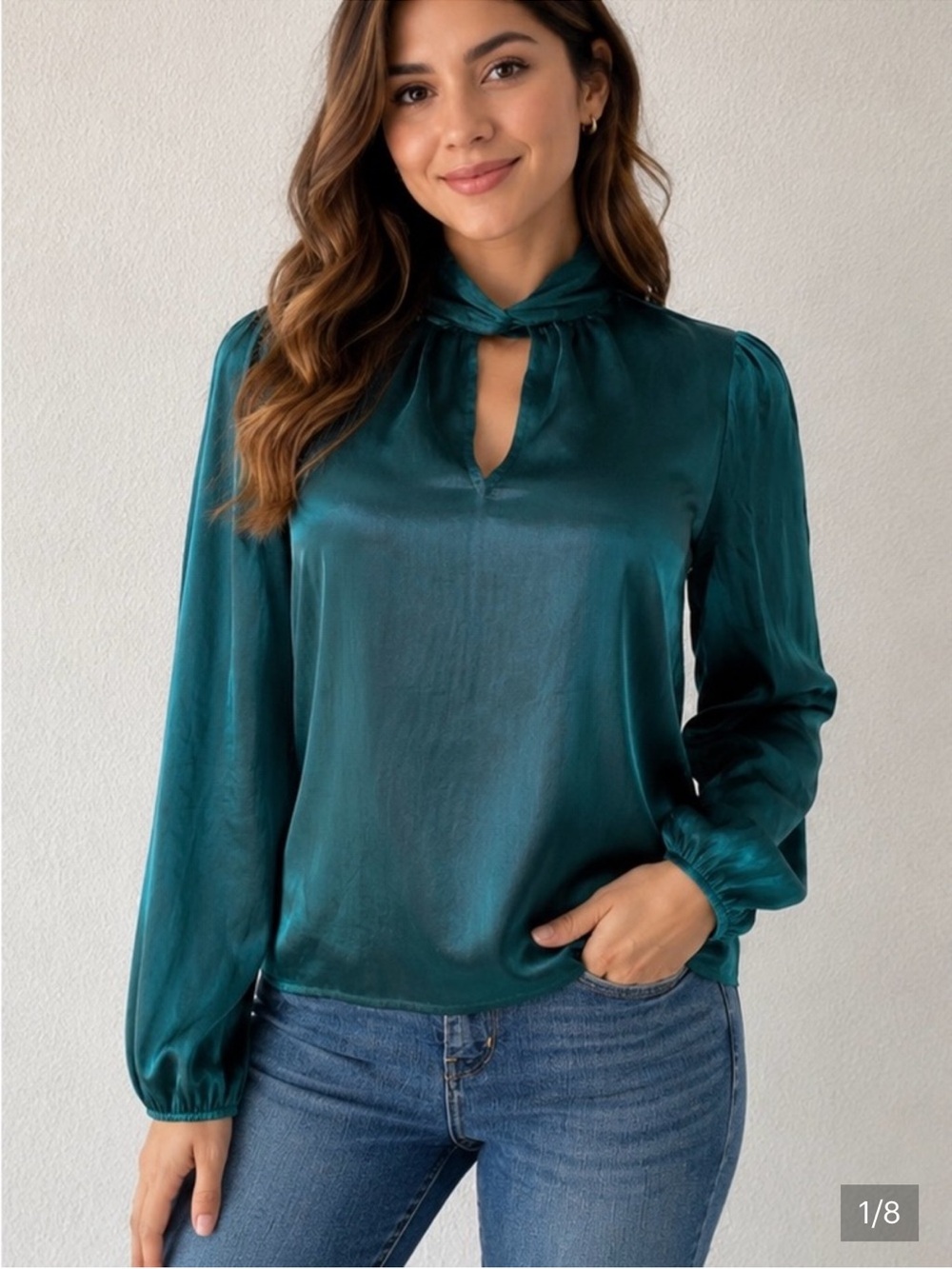 Nine West  twist neck long sleeve blouse xs nwt